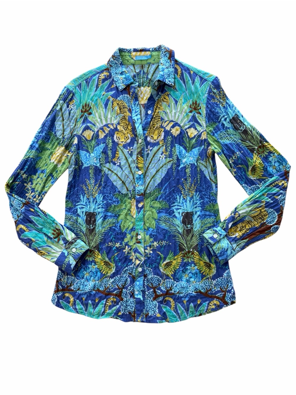 J. McLaughlin Lois Jungle Print Button Down Long Sleeve Shirt